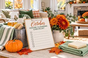 October Checklist sign in fall colors.