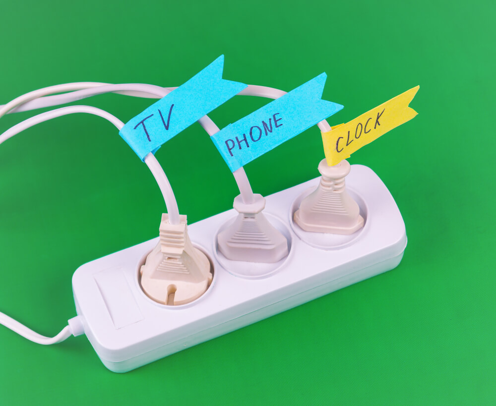 Labeled electronic cable chargers.