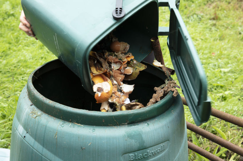 Compost bin being emptied.