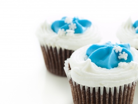 Trio of holiday cupcakes isolated.