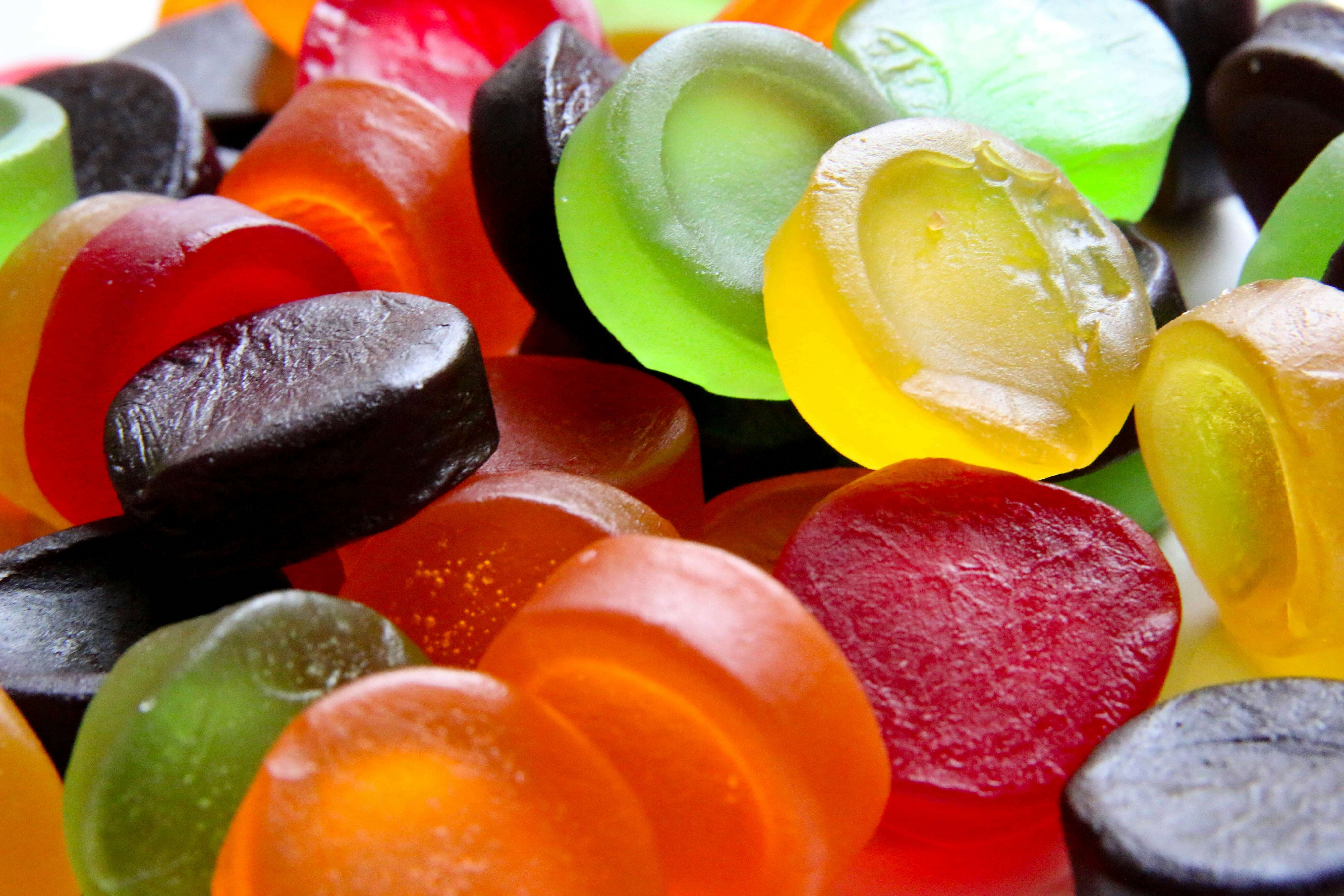 Close-up of colorful gummy candies.