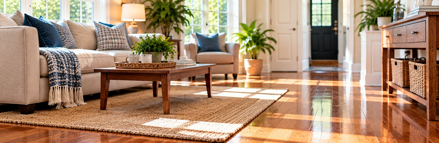 A closeup of hardwood floor surface.
