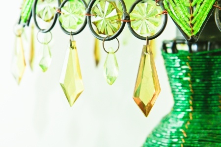 Green beaded lamp shade.