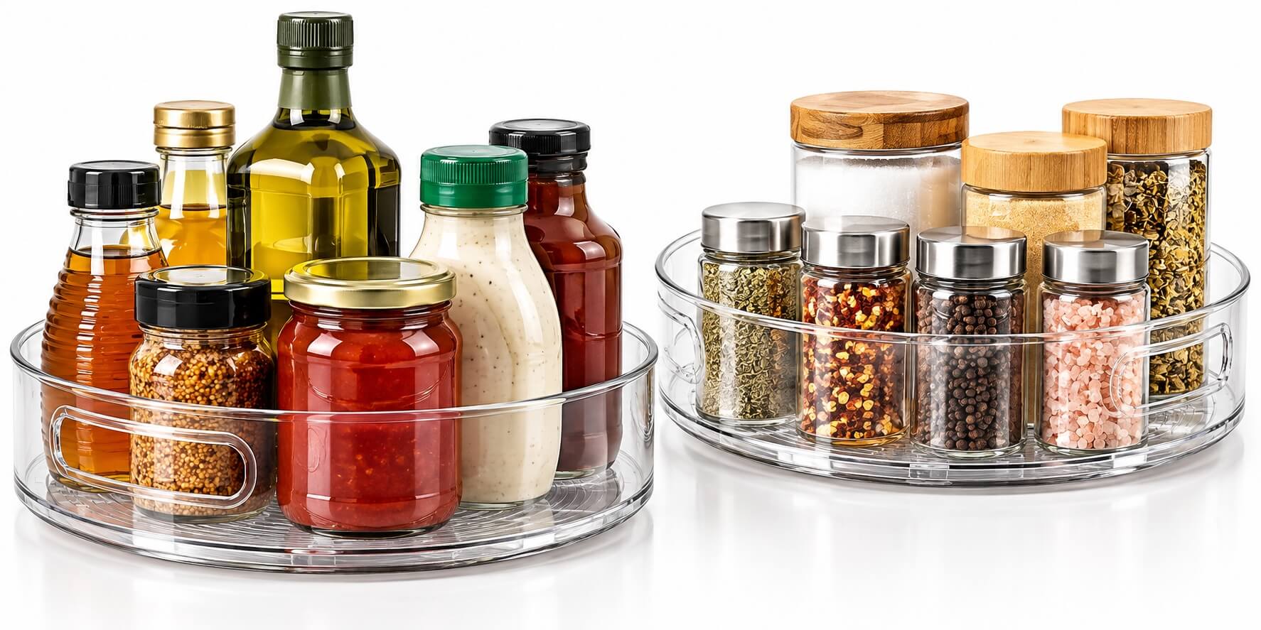 CLear lazy Susan organizer.