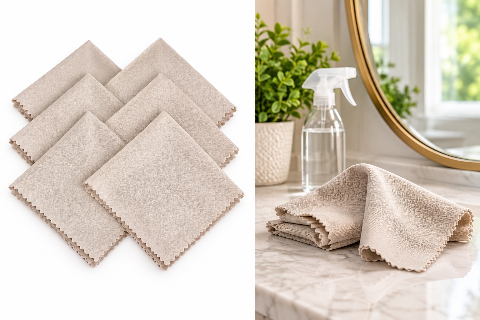 Lint-free glass cleaning cloths.