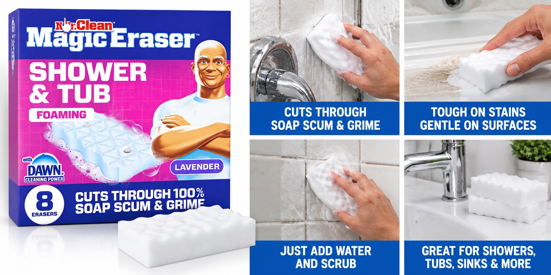 Mr Clean Magic Tub & Shower Eraser product.