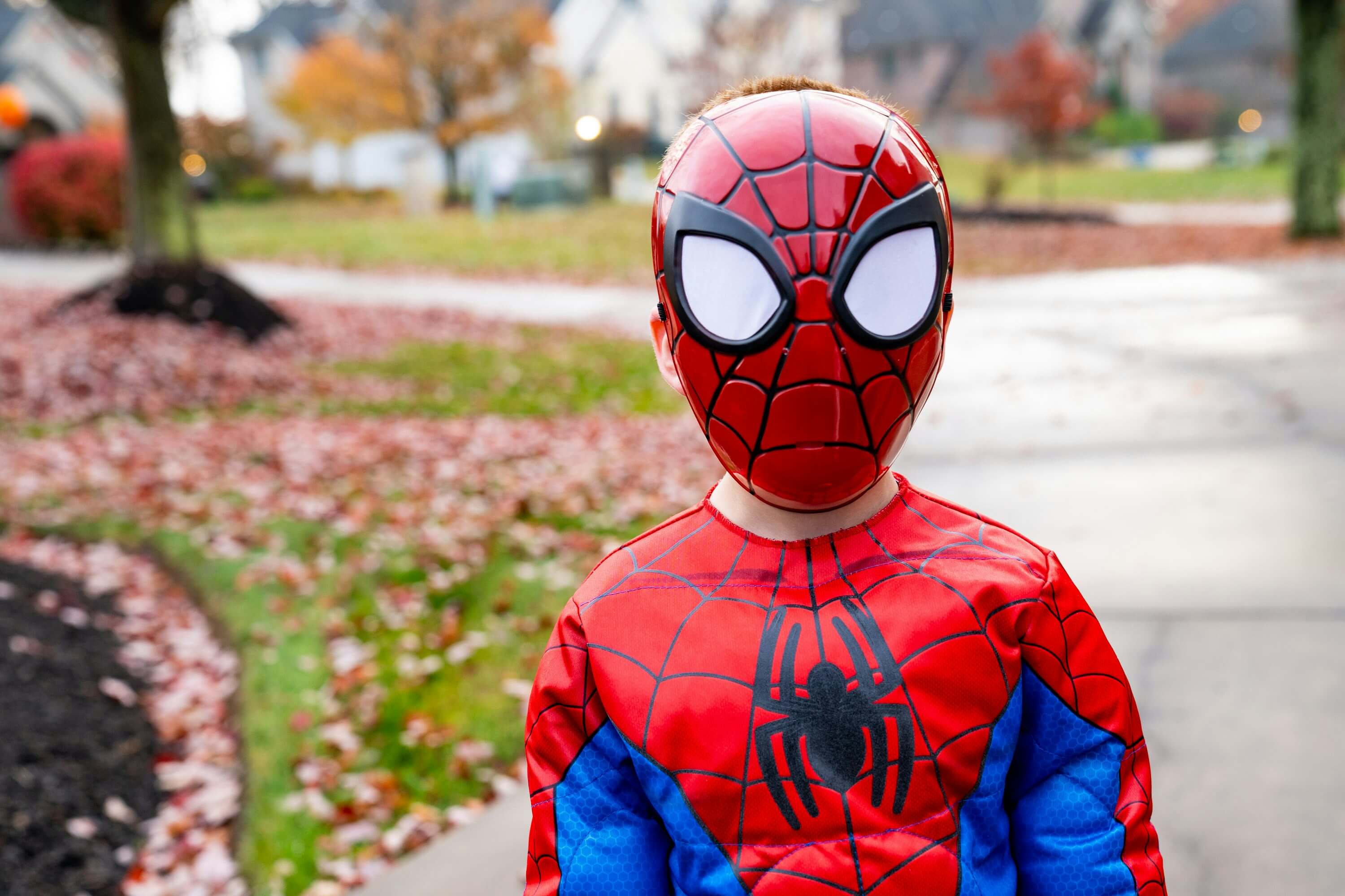 Child in Spider-Man Halloween costume.